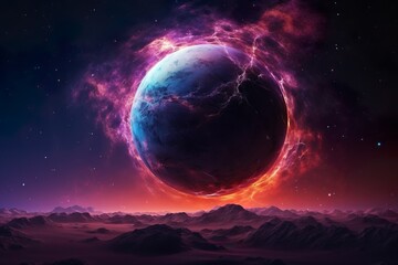 Ultra detailed nebula abstract wallpaper with men made with AI 