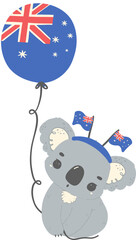 Cute Australia Day Koala with balloon