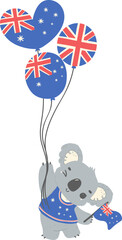 Cute Australia Day Koala with balloon