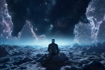 Obraz premium Ultra detailed nebula abstract wallpaper with men made with AI 