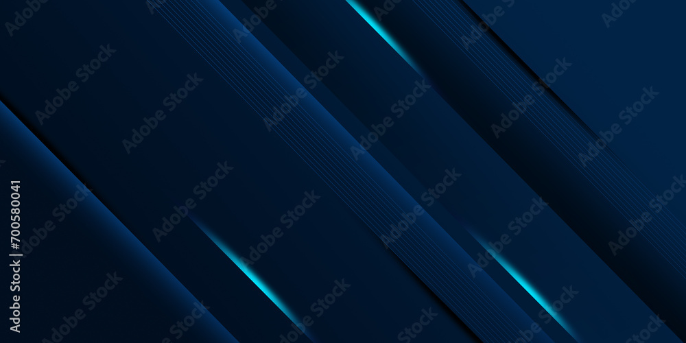 Poster Digital graphic design with light line, geometric shape, stripe line pattern and texture on gradient blue color