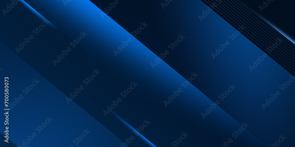 Poster Digital graphic design with light line, geometric shape, stripe line pattern and texture on gradient blue color