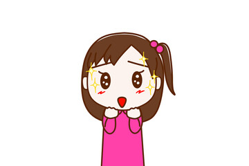 （上半身正面）目をキラキラ輝かせて嬉しそうに笑顔でこちらを見ている少女