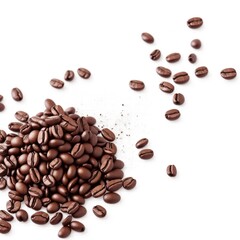Delicious coffee beans on white background