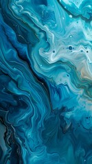 Obraz premium Abstract Teal Water Ripple: Dynamic Fluid Art Background