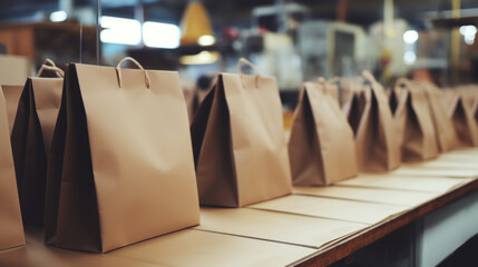 Production of new goods at the factory, modern technologies. Paper Bags