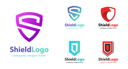 Premium Set Of Shield icon template isolated. shield logo design, color editable vector illustration.