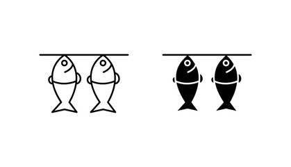 Dried fish icon set. vector illustration