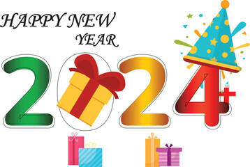 NEW YEAR 2024 COLOR FULL DESIGN BANNER FOR CELEBRATION NIGHT NEW YEAR 2024