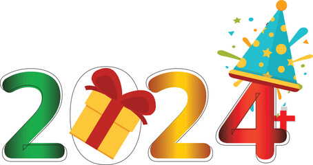 NEW YEAR 2024 COLOR FULL DESIGN BANNER FOR CELEBRATION NIGHT NEW YEAR 2024