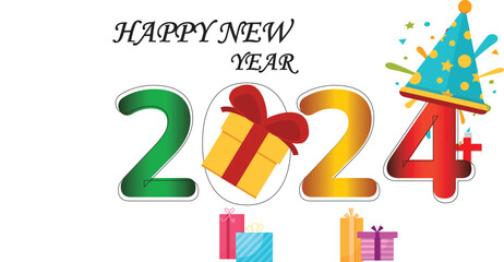 NEW YEAR 2024 COLOR FULL DESIGN BANNER FOR CELEBRATION NIGHT NEW YEAR 2024