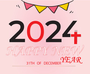 NEW YEAR 2024 COLOR FULL DESIGN BANNER FOR CELEBRATION NIGHT NEW YEAR 2024