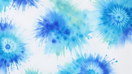 Obraz premium Blue Tie Dye Colorful Watercolor background
