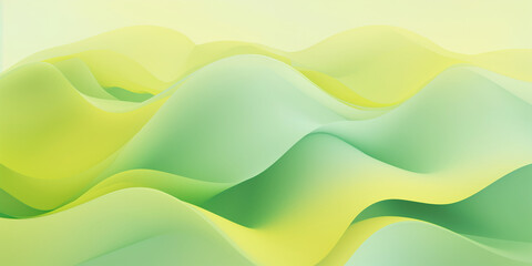 Wellenmotiv in leuchtendgelb grünen Farben als Hintergrundmotiv für Webdesign im Querformat für Banner, ai generativ