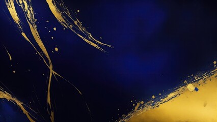 Dark Blue and gold painting Abstract background