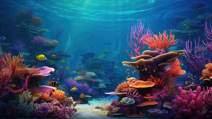 Fototapeta na wymiar Beautiful fishes and underwater scenes in the water