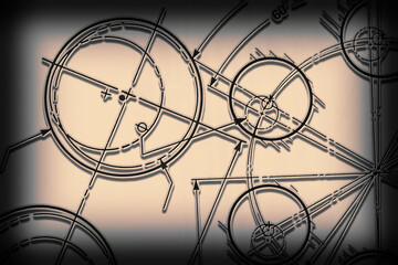 A 3D technical drawing with circles and dimension lines in closeup
