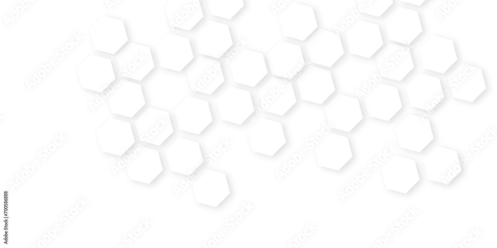 Wall mural Background with hexagons Abstract background with hexagons.geometric mesh cell texture.Embossed Hexagon , honeycomb white Background,