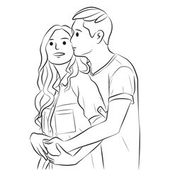 couple affection pose cartoon illustration