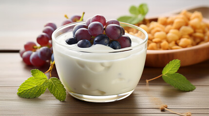 Savoring Veggie Delight: Yogurt and Grape Dessert"