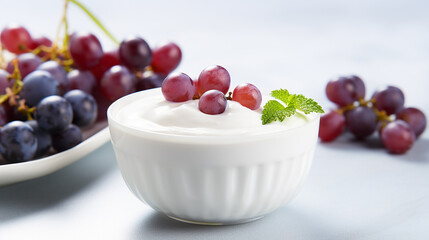 Savoring Veggie Delight: Yogurt and Grape Dessert"