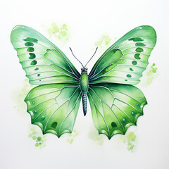 Watercolor Butterfly in Shades of Green"