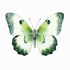 Watercolor Butterfly in Shades of Green"
