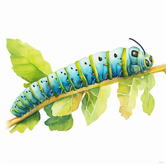 Watercolor Caterpillar without Background"