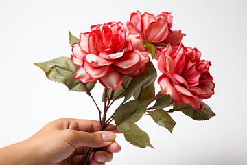 Hyper-Realistic Boy's Hand Holding a Red Rose"