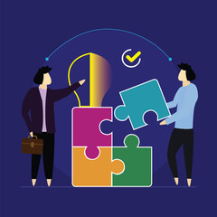 Team sharing creative idea and problem solving skill concept, Businesspeople making strategy for success 