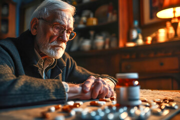 old man with his medicine - obrazy, fototapety, plakaty
