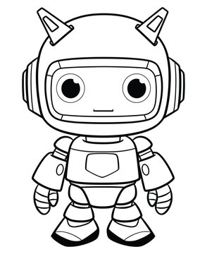 Robot coloring page, isolated coloring book. Color pages for kids featuring an isolated robot toy.