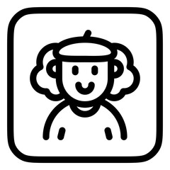 Editable artist with long curly hair avatar vector icon. User, profile, identity, persona. Part of a big icon set family. Perfect for web and app interfaces, presentations, infographics, etc