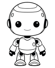 Robot coloring page, isolated coloring book. Color pages for kids featuring an isolated robot toy.