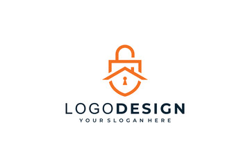 Creative Home padlock security logo design template - obrazy, fototapety, plakaty