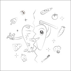  Healthy and bad teeth.