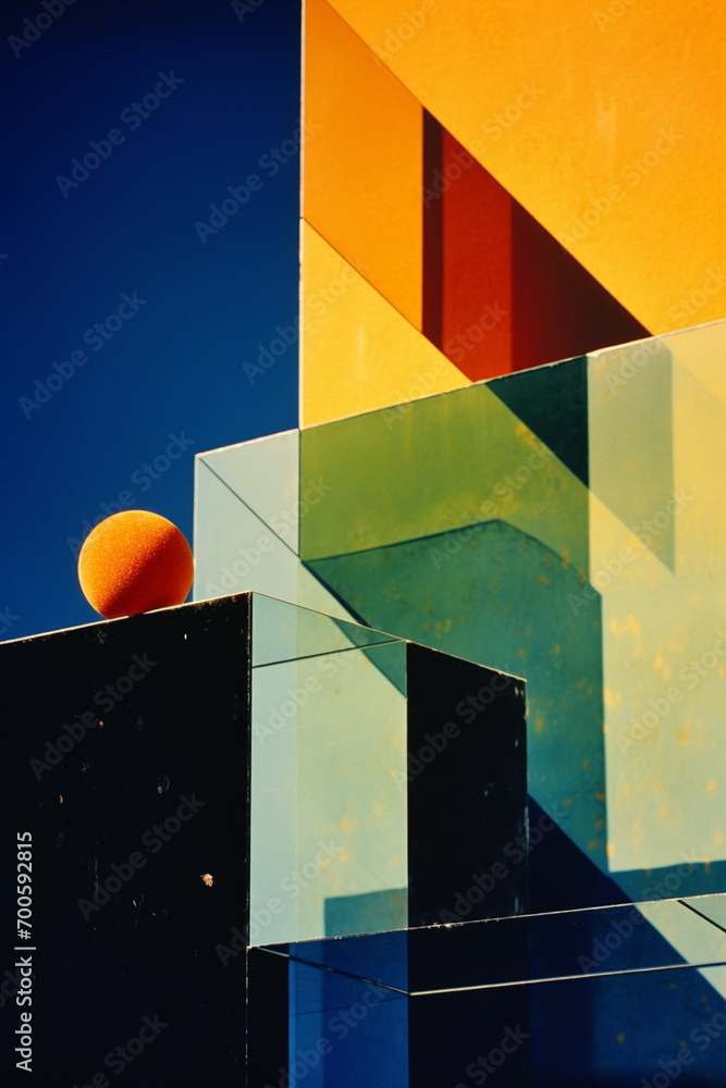 Poster The harmony and balance of geometric shapes and forms in a graphical composition.