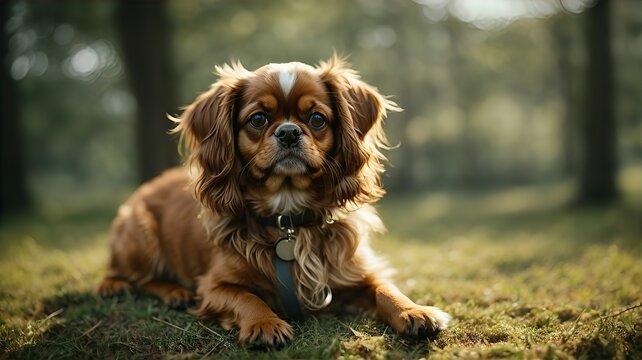 English Toy Spaniel Dog,portrait of a dog ,Close-up portrait photography of Dog,Portrait of a little pet,cute brown dog at home,Portrait of a pet.