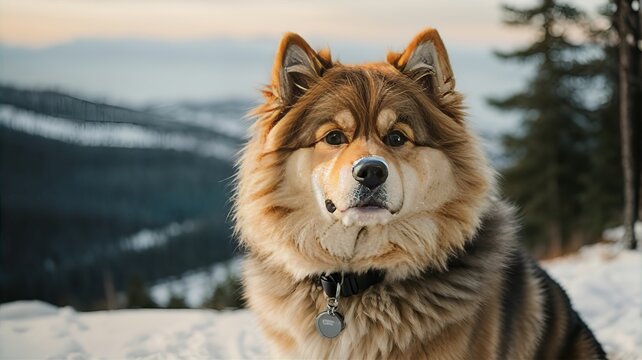 Finnish Lapphund Dog,portrait of a dog ,Close-up portrait photography of Dog,Portrait of a little pet,cute brown dog at home,Portrait of a pet.