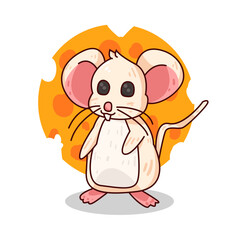 Illustration of cute mouse with cheese 