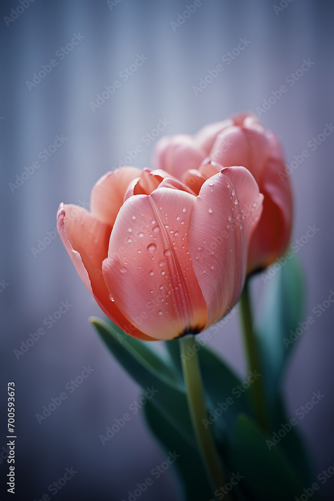 Aufkleber a close-up exploration of a tulip's velvety bloom, with detailed focus on the fine lines and gentle 