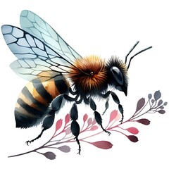 watercolor paint bee for sweet honey card decor - obrazy, fototapety, plakaty