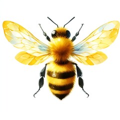watercolor paint bee for sweet honey card decor - obrazy, fototapety, plakaty