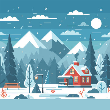 Free vector drawn chill winter landscape wallpaper
