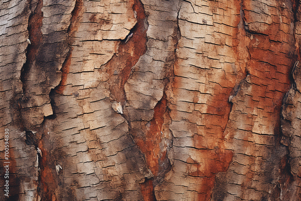 Fototapete A mesmerizing macro photograph showcasing the intricate texture of tree bark, with fine lines, rough edges, and subtle patterns creating a visually captivating image.