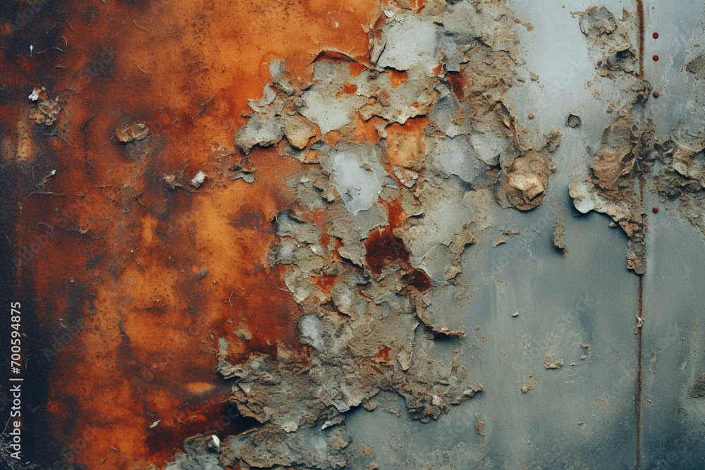 Poster An abstract macro photograph of rusted metal, capturing the rich textures and earthy tones that emerge through the oxidation process.