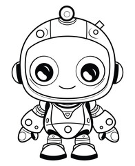 Robot coloring page, isolated coloring book. Color pages for kids featuring an isolated robot toy.