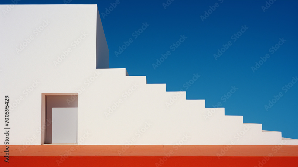Poster a minimalist abstract graphic composition, using negative space and clean lines to convey simplicity