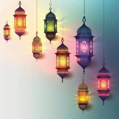 Islamic new year design with hanging lantern poster 
