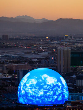 Las Vegas, Nevada, USA - November 7th, 2023: MSG Sphere, Las Vegas at sunset